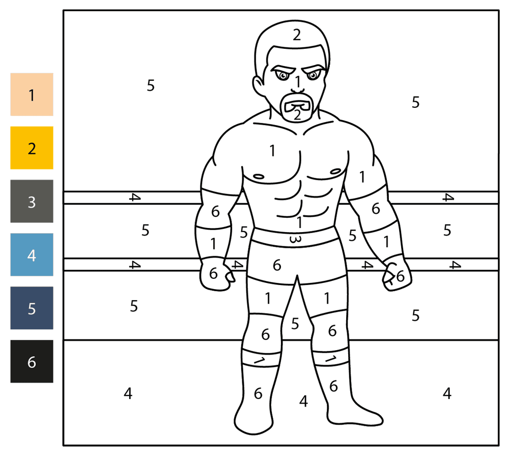 Wrestler Color By Number Coloring Page Md 9.05.33 PM Coloring Page — Free Printable — free printable coloring page